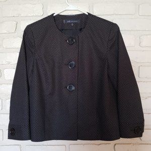 Anne Klein 3/4 Sleeve Polka Dot Button Up Jacket